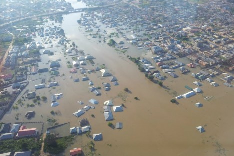 Arial view of flooded lokoja city