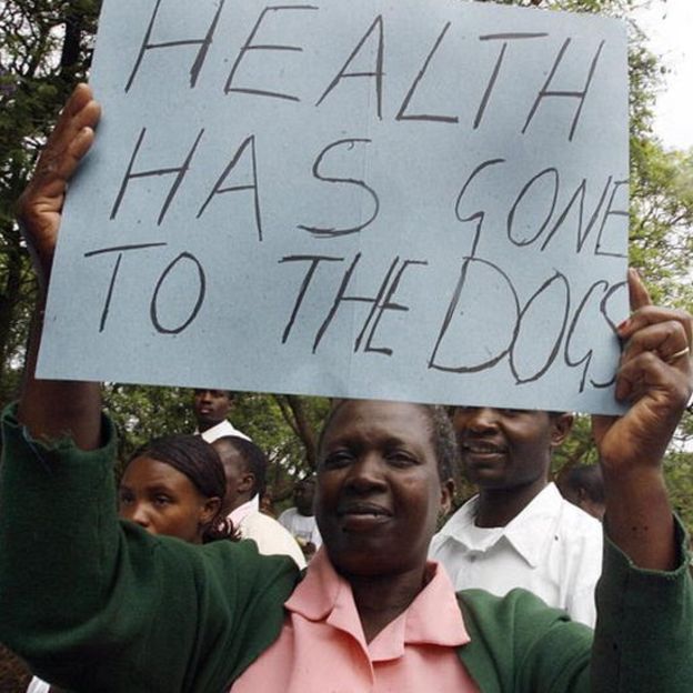 Zimbabwean doctors and nurses demonstrate in Harare (18 November 2008)