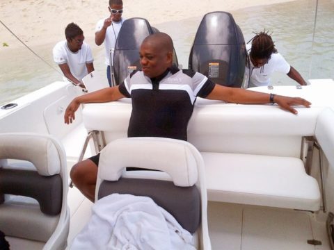 Orji Uzor Kalu in his his water sport vehicle - earned from the collective treasury of Abia State