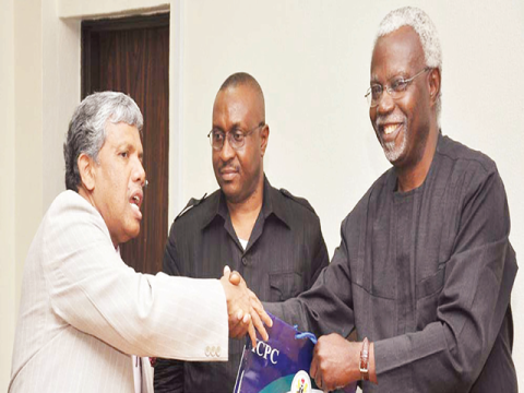 The ICPC Chairman, Mr Ekpo Nta, hosting the Indian High Commissioner to Nigeria, Mr A. R. Ghanashyam, in Abuja recently