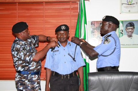 CP Aminchi Samaila Baraya being decorated with his new rank by the IGP