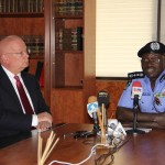 IGP SULEIMAN ABBA WITH H.E, JAMES F. ENTWISTLE, US AMBASSADOR TO NIGERIA DURING A COURTESY VIST ON THE IGP AT HIS OFFICE