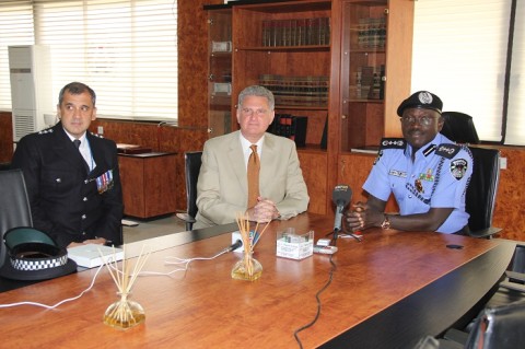 IGP SULEIMAN ABBA WITH HIS EXCELLENCY, MR ANDREW POCOCK BRITISH HIGH COMMISSIONER TO NIG DURING A COURTESY VISIT TO THE IGP