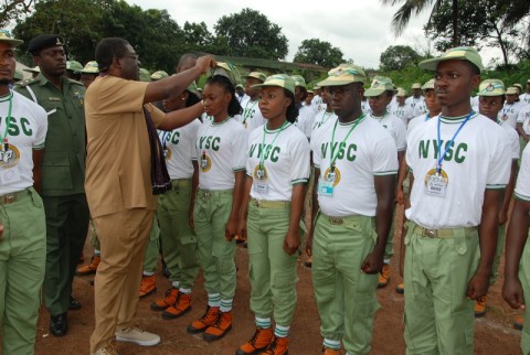 Deputy Governor of Imo State, Prince Eze Madumere at the NYSC Grounds to represent the Governor