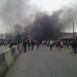 Asa road deserted as pro Biafra protesters set bonfire