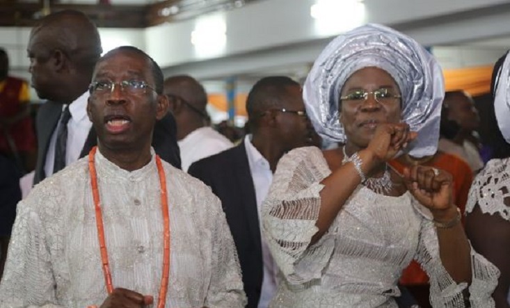 Okowa and wife dancing in church