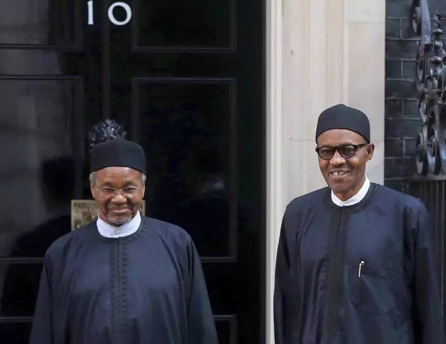 The then President-Elect Buhari trip to London ...with Mamman Daura