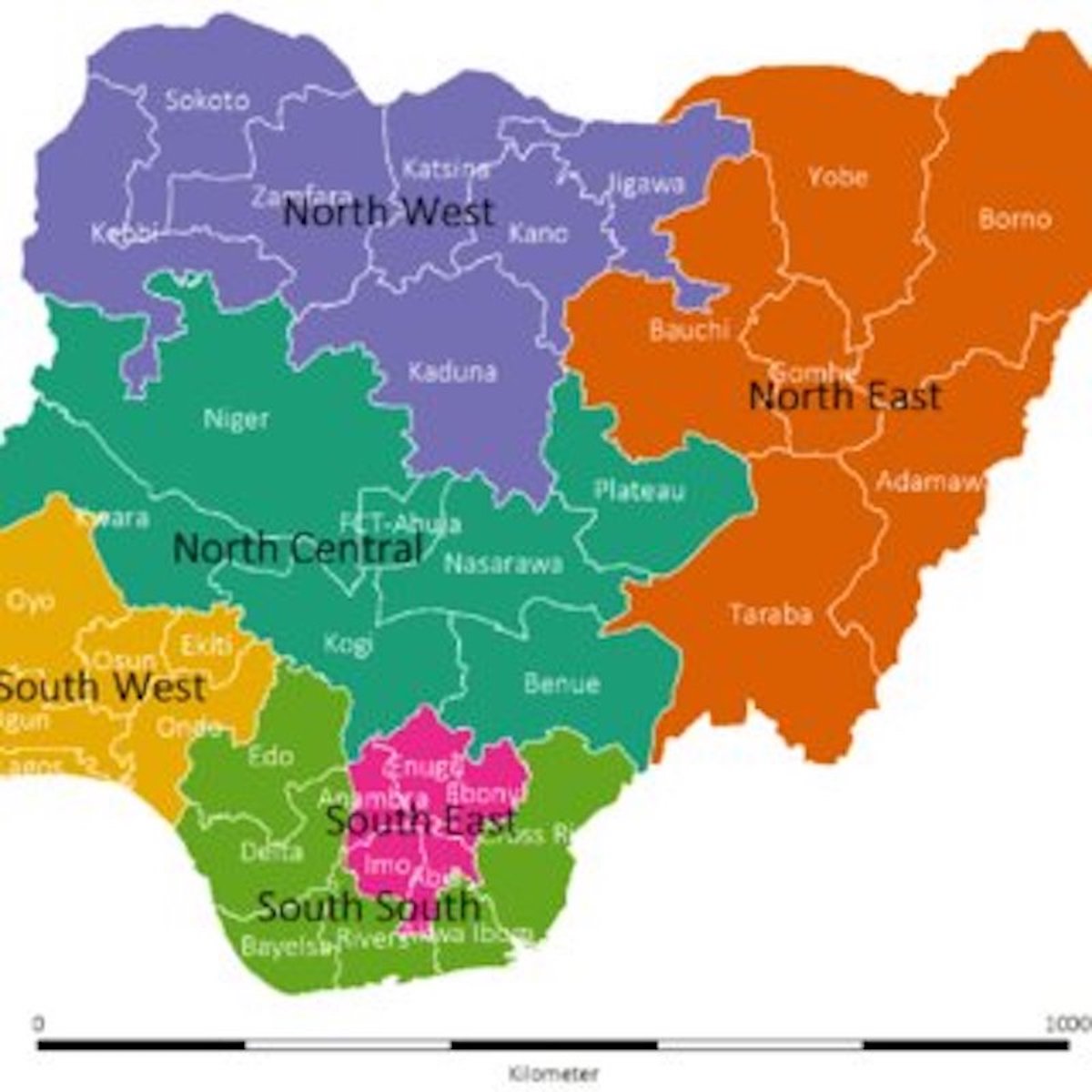 Cd7b969d Map Of Nigeria Showing Boundaries Of Six Geopolitical Zones 36 States And Federal Q320 