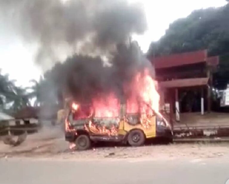 Passengers feared killed as sit-at-home enforcers set bus ablaze, driver escapes in Anambra