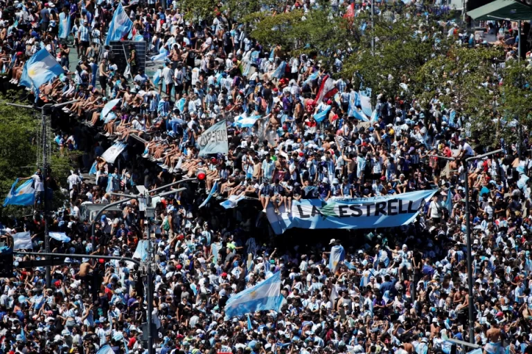 Argentina World Cup winners are given heroes’ welcome as thousands line Buenos Aires streets during open top bus parade