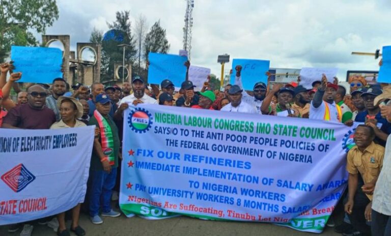 Gridlock In Imo – NLC Protests Against Tinubu’s Anti- Peoples Policies 