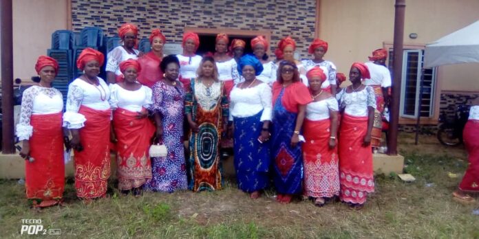 Ojoto Women President General, Hon Mrs Anthonia Okonkwo with other dignitaries during the 2023 August meeting at Ojoto, Anambra State