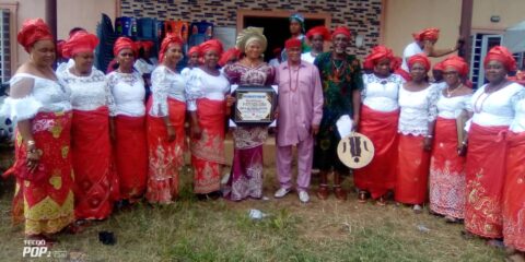 Ojoto Women President General, Hon Mrs Anthonia Okonkwo with other dignitaries during the 2023 August meeting at Ojoto, Anambra State