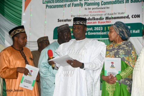 Group photograph of government officials and representatives of donor partners during the launching of National guidelines and dessimination for state-funded procurement of family planning commodities documents in the state