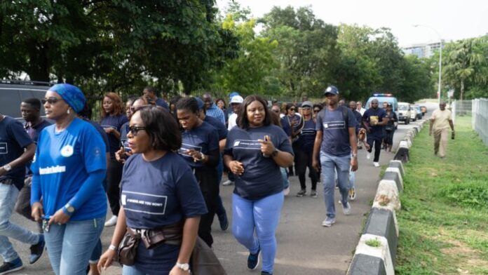 Stakeholders walking from Ministry of Humanitarian Affairs to the National Human Rights Commission to mark the International Day of the Disappeared
