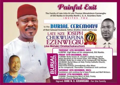 Burial Date of Assassinated Anambra Politician Announced Despite Ongoing Investigation, Police React