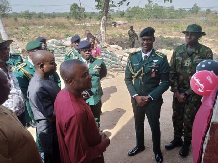 Ikwo LGA Boss Barr. Sunday Nwankwo, Command officer Nkwagu Military Cantonment, Lt. Col Samuel Atomode at the ceremony