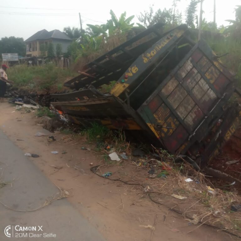 Driver, Conductor Die, As Truck Crashes into Gutter in Anambra
