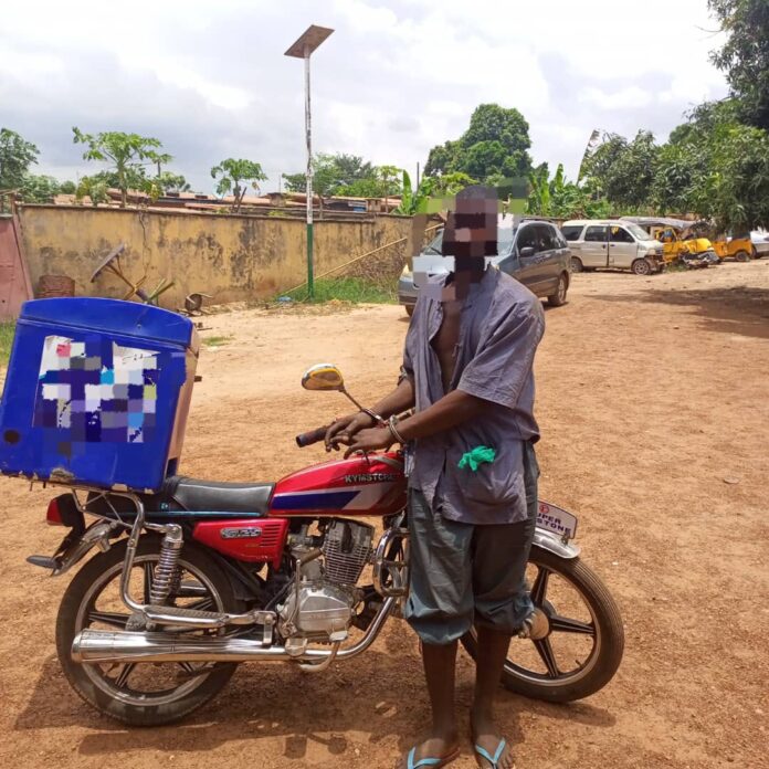 Enugu Police Arrest Man For Stealing Dispatch Rider's Motorcycle