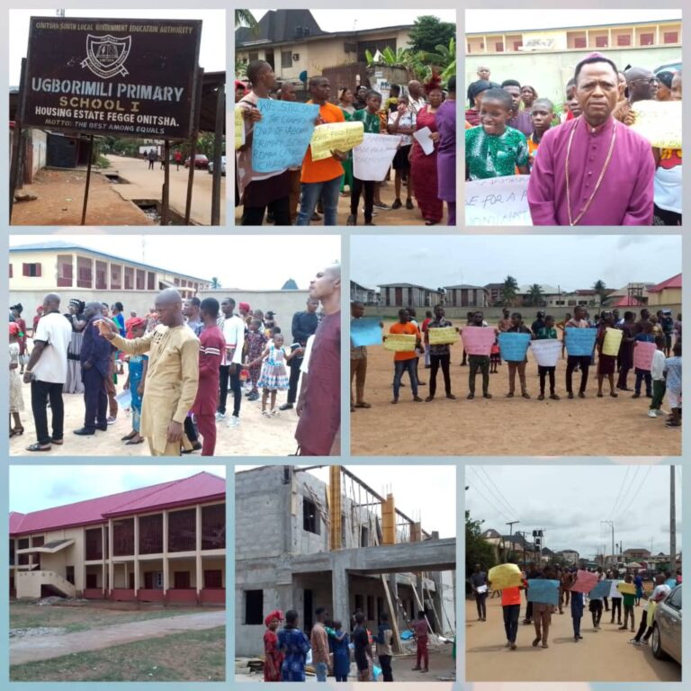 In Anambra, Protesters Hit Street Over Ownership, Alleged Locking Up of Ugborimili Primary School, Fegge