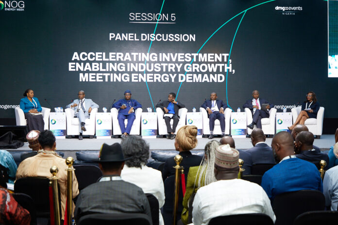 Chief Financial Officer, NNPC Ltd, Mr. Umar Ajiya (2nd from right) speaks at a Panel Session themed, “Accelerating Investment, Enabling Industry Growth, Meeting Energy Demand”, during the ongoing 2024 Nigeria Oil Gas Conference and Exhibition (NOG Energy Week), in Abuja.