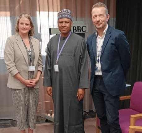 L-R: Fiona Crack, Controller, BBC World Service Languages; Mohammed Idris, Minister of Information and National Orientation, Federal Republic of Nigeria, and Jonathan Munro, Deputy CEO of BBC News and Director of the BBC World Service