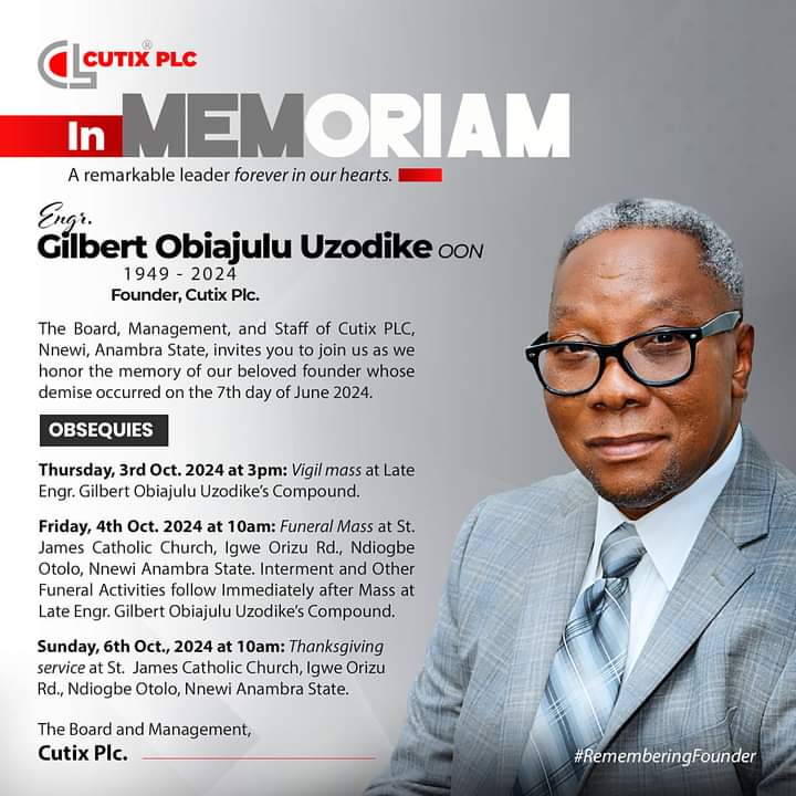 Burial Ceremony of Cutix Cables Founder Begins Today in Nnewi