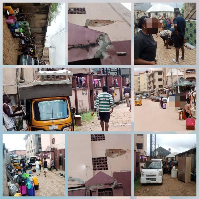 Panic, Exodus of Tenants as Cracked 4-Storey Building Poses Danger in Awka