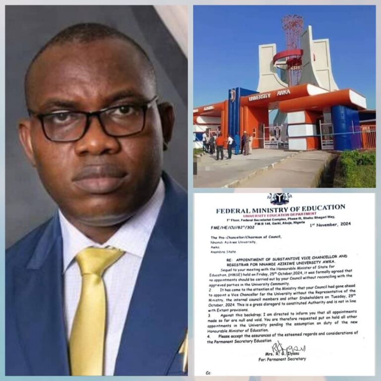 UNIZIK Replies FG over Sack of New VC, Cites Court Judgement as Backup