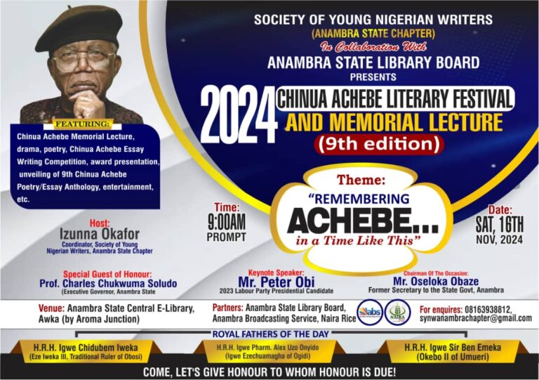 2024 Chinua Achebe Literary Festival and Memorial Lecture Holds Tomorrow, Attend