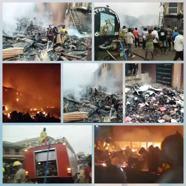 Lady Attempts Suicide, As Early Morning Fire Engulfs Popular Market in Nnewi (Videos)