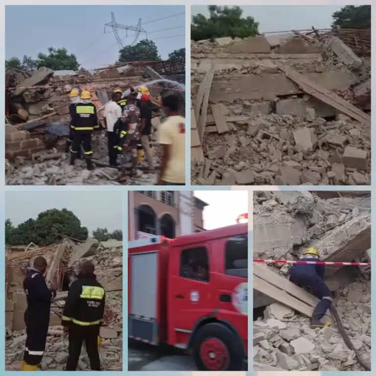 BREAKING: 3-Storey Building Collapses in Awka, Fire Service Intervenes