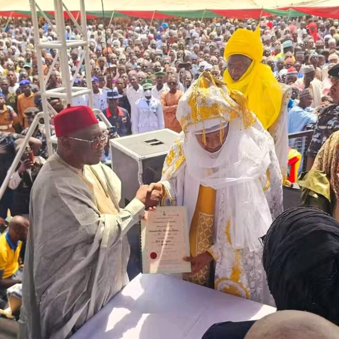 Fintiri swears in Sani Ribadu, younger brother to Nuhu Ribadu, as the new Emir of Fufore