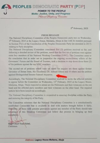 PDP Disciplinary Committee Targets Wike, Anyanwu, Ortom Over Alleged Anti-Party Activities
