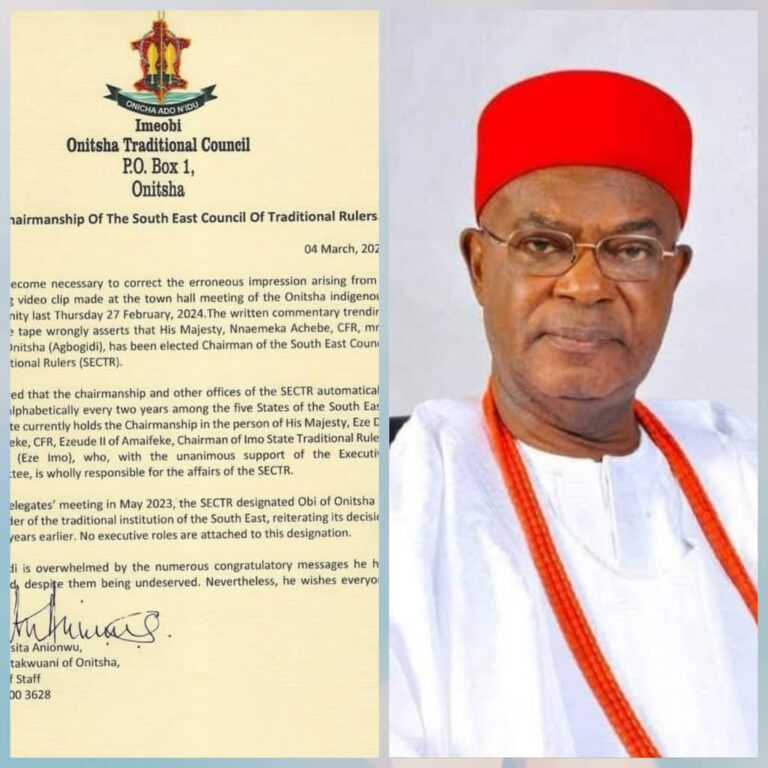 Igwe Achebe Was Not Elected South East Traditional Rulers Council Chairman — Chief of Staff