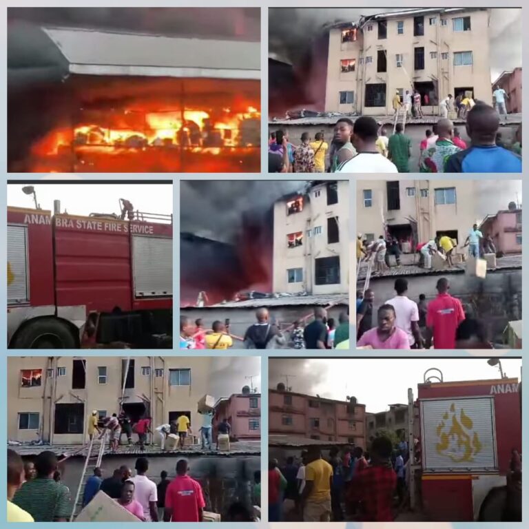 Happening Now! Residents, Traders Count Losses As Heavy Fire Outbreak Rocks Onitsha Again, Fire Service Intervenes (Videos)