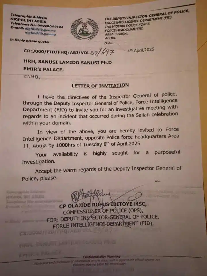 Nigeria Police Invites Emir Of Kano, Sanusi Lamido Sanusi, for Questioning Over Sallah Tragedy