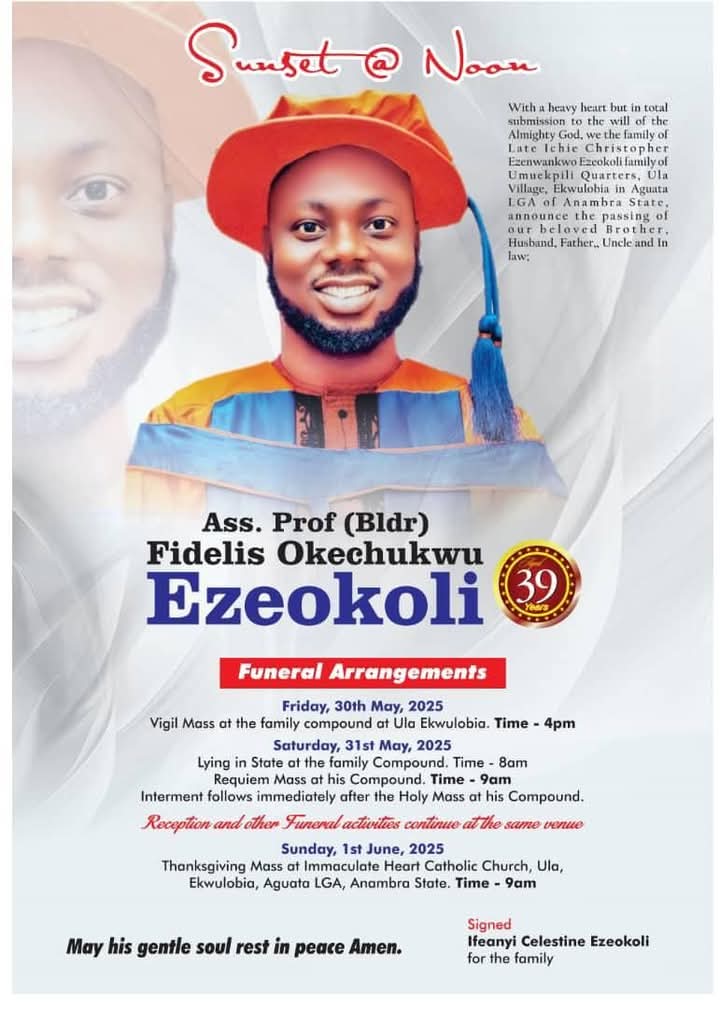 Tears As 39-Year-Old UNIZIK Associate Professor Dies in Motor Accident While Expecting His Next Promotion