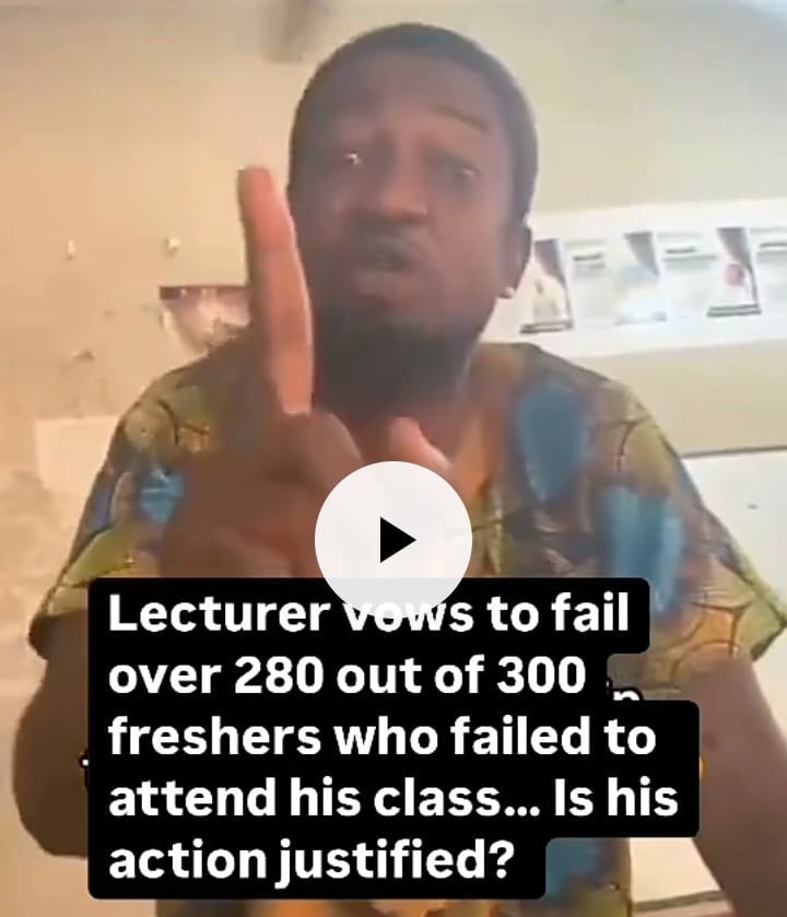 Reactions, As Angry Lecturer Threatens to Fail More Than Half of His Students (Video)