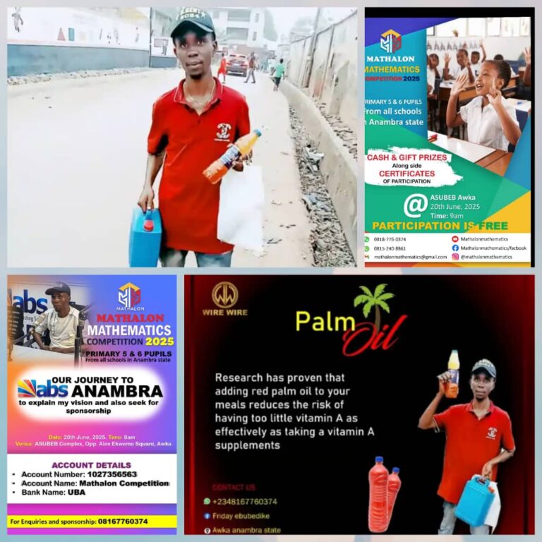 Young Graduate and Mathematician Who Hawks Palm Oil Set to Organize First Maths Contest for Anambra School Children