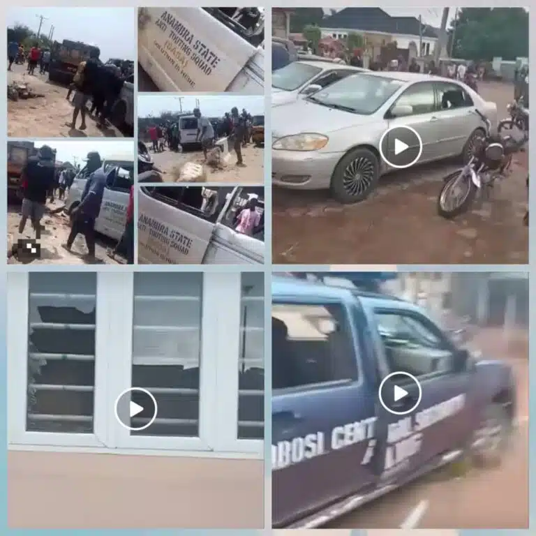 Obosi Boils as SASA Operatives Allegedly Wreck Town Hall, Vigilante Vehicles, Others (Video)