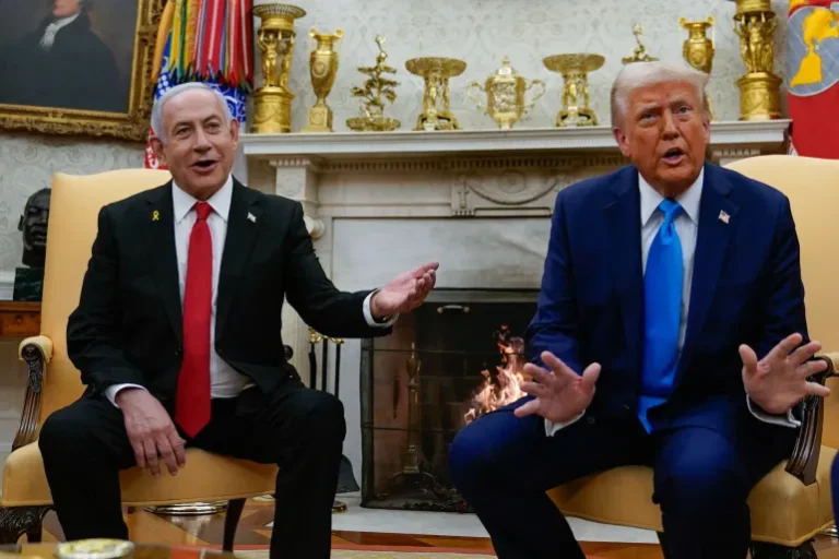 US President Donald Trump and Israeli Prime Minister Benjamin Netanyahu meet at the White House in Washington, DC, February 4, 2025 [Elizabeth Frantz/Reuters]