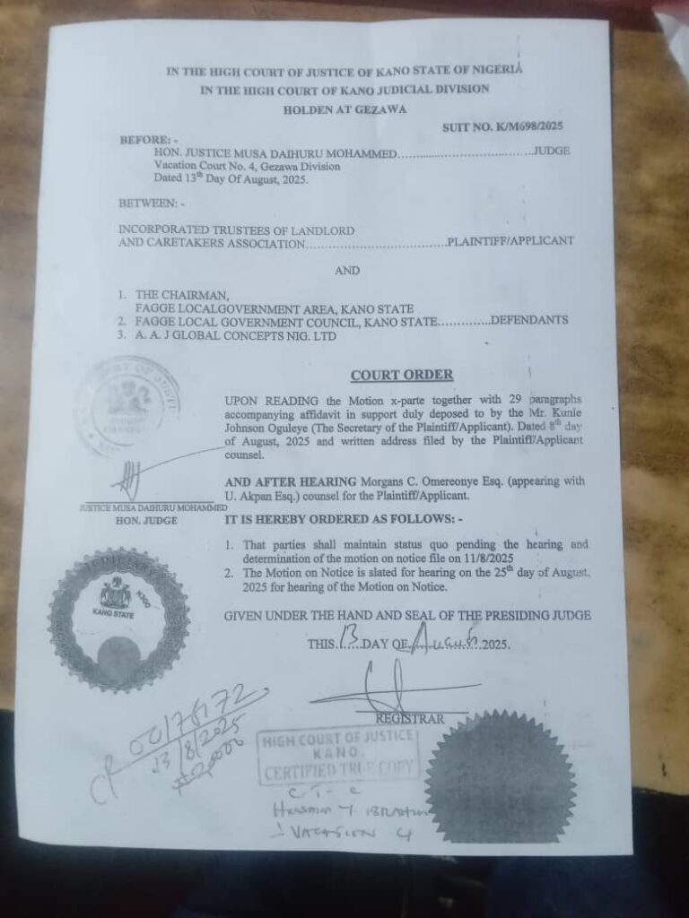 Kano: Sabon Gari Landlords Take Legal Action Against Fagge Local Government Area Over Exorbitant Tenancy Fees