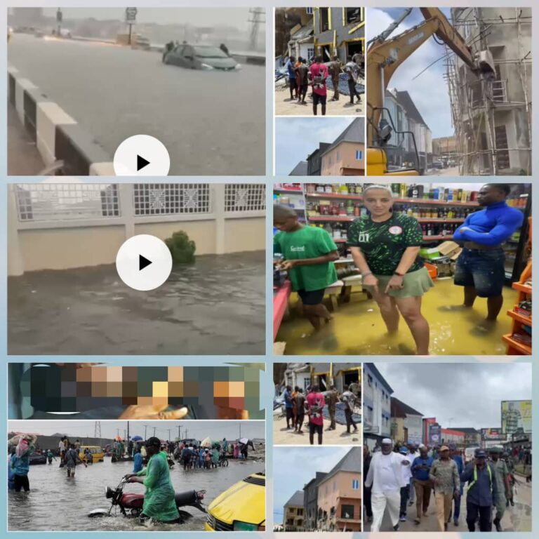 Double Tragedy for Lagos Residents as Flood Paralyzes State, Amidst Massive Demolitions by Govt (Videos)