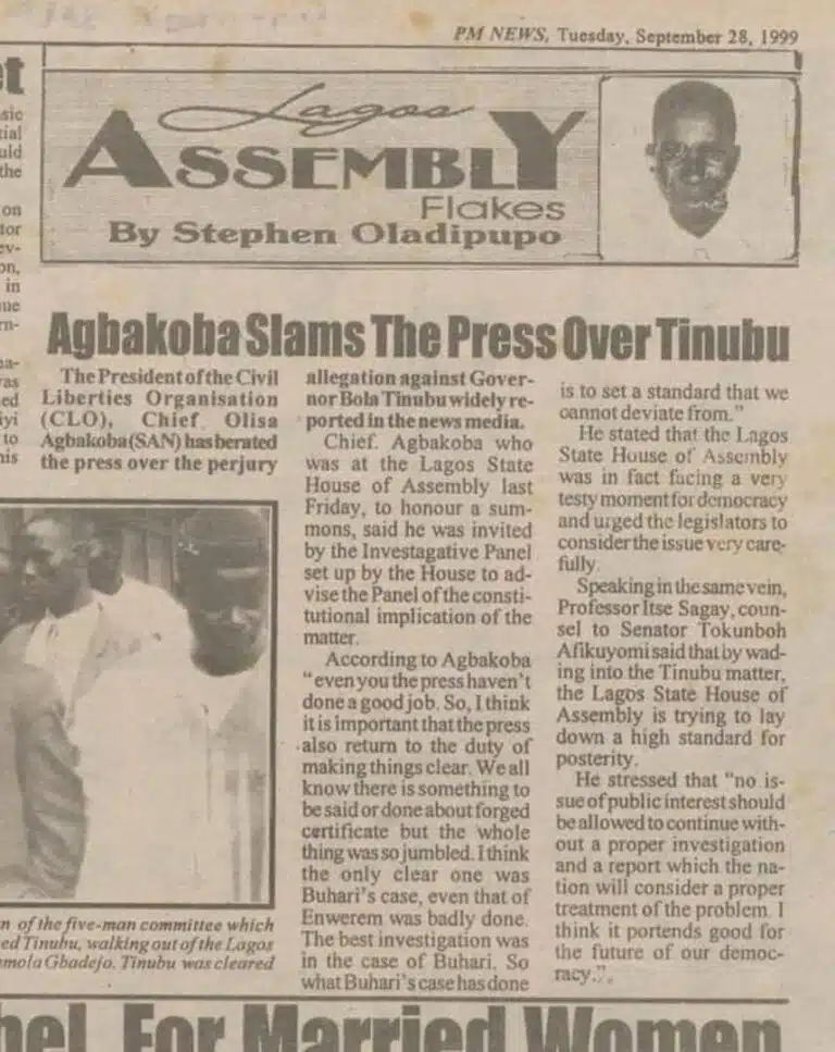 Tinubu Forgery Allegations Resurface: A 26-Year-Old Controversy Revisited