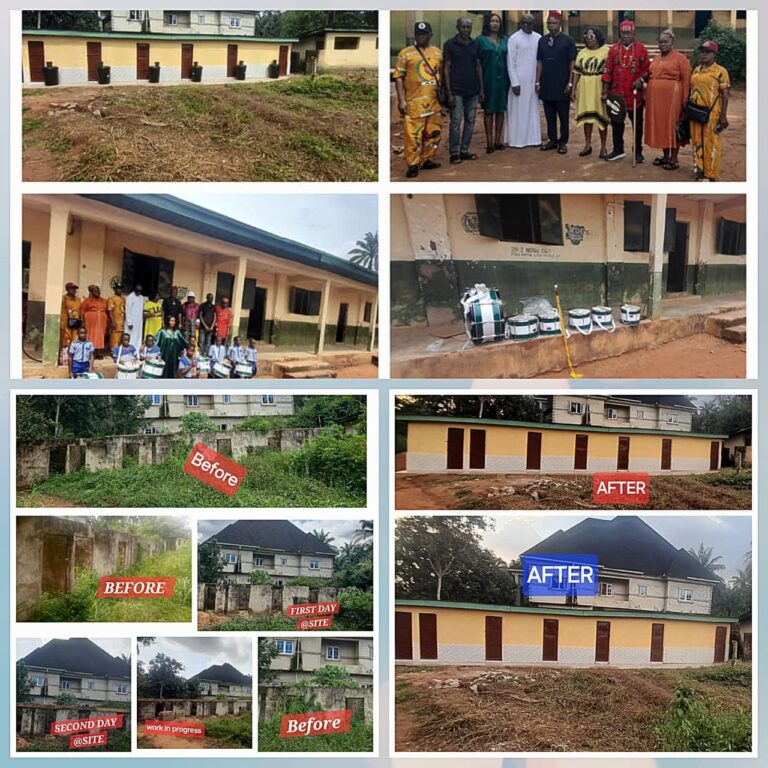 Anambra Philanthropist Gives Back to Father’s Alma Mater, Renovates School Toilets, Donates Band Set