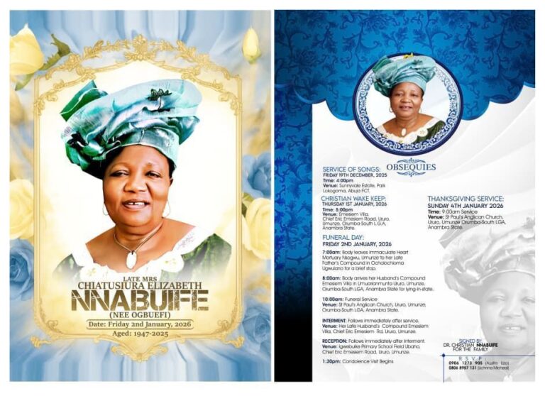Family Announces Burial Activities for Mother of Orumba North/South Federal Lawmaker, Countdown Begins