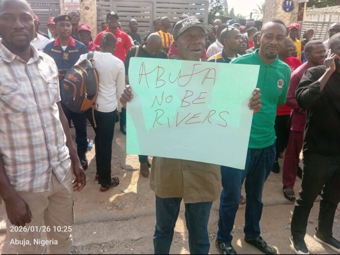 Chaos in Abuja: Striking Workers Blockade Wike’s Office Amid Mounting Trash and Stalled Projects