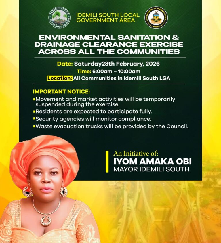 Idemili South Announces Major Sanitation Exercise, Restricts Movement, Market Activities