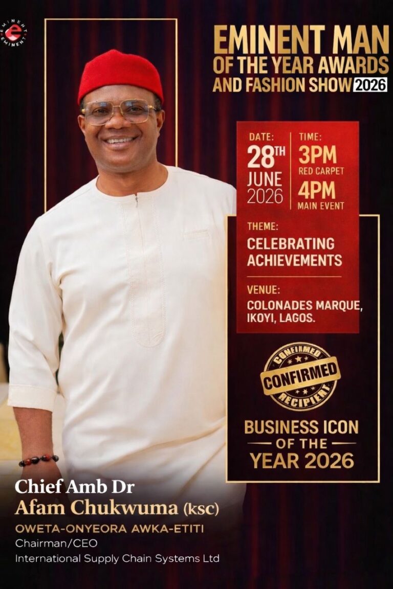 EFSA 2026: Chief Ambassador Dr. Afam Chukwuma Nominated as Business Icon of the Year